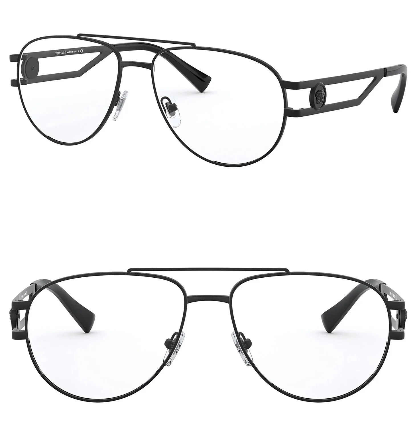 VERSACE VE1269 1009 Matte Black Aviator Pilot Men