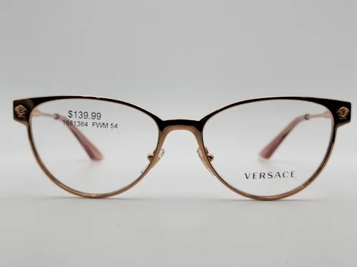 Versace VE1277 1412 Womens Rose Gold Eyeglass Frames 54-17-140 2