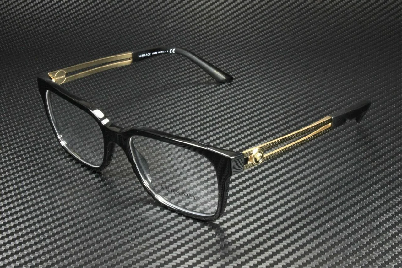 VERSACE VE3218 GB1 Black Square Rectangle 53 mm Men