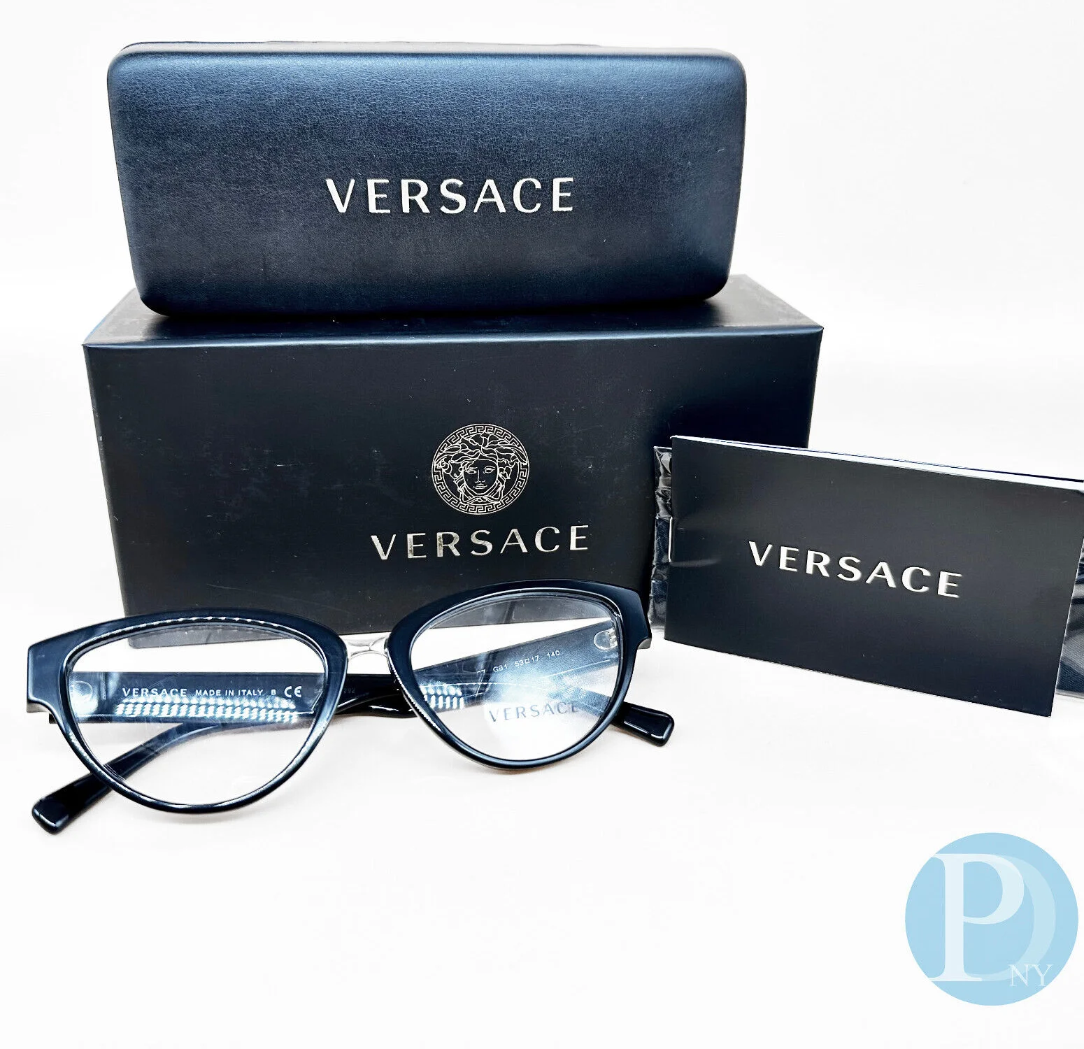 VERSACE VE3267 / GB1 Eyeglasses - 53-17-140mm - BLACK/ GOLD- 100% Original 2