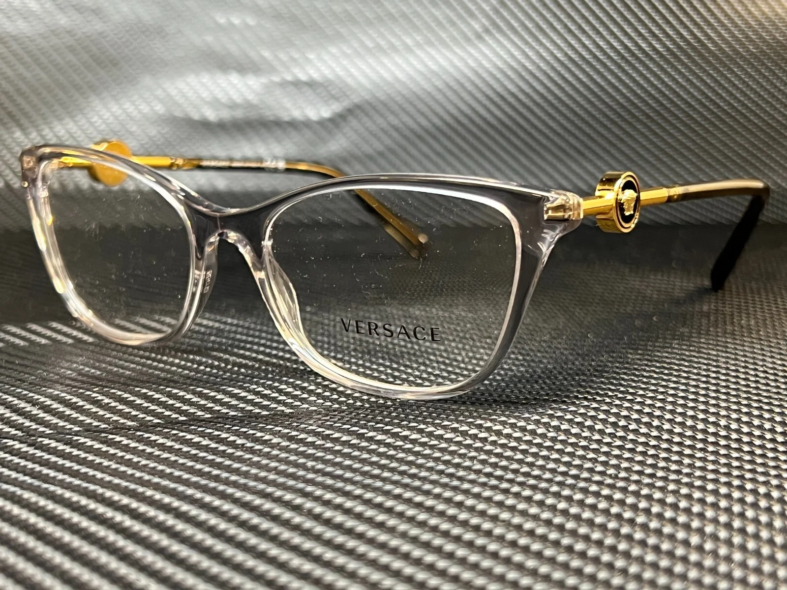 VERSACE VE3293 593 Transparent Grey Cat Eye Women