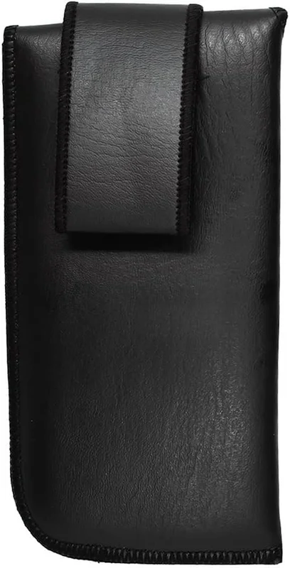 Vertical Button Snap Belt Loop Eyeglass Case Black Men Women PU Leather Vintage 3
