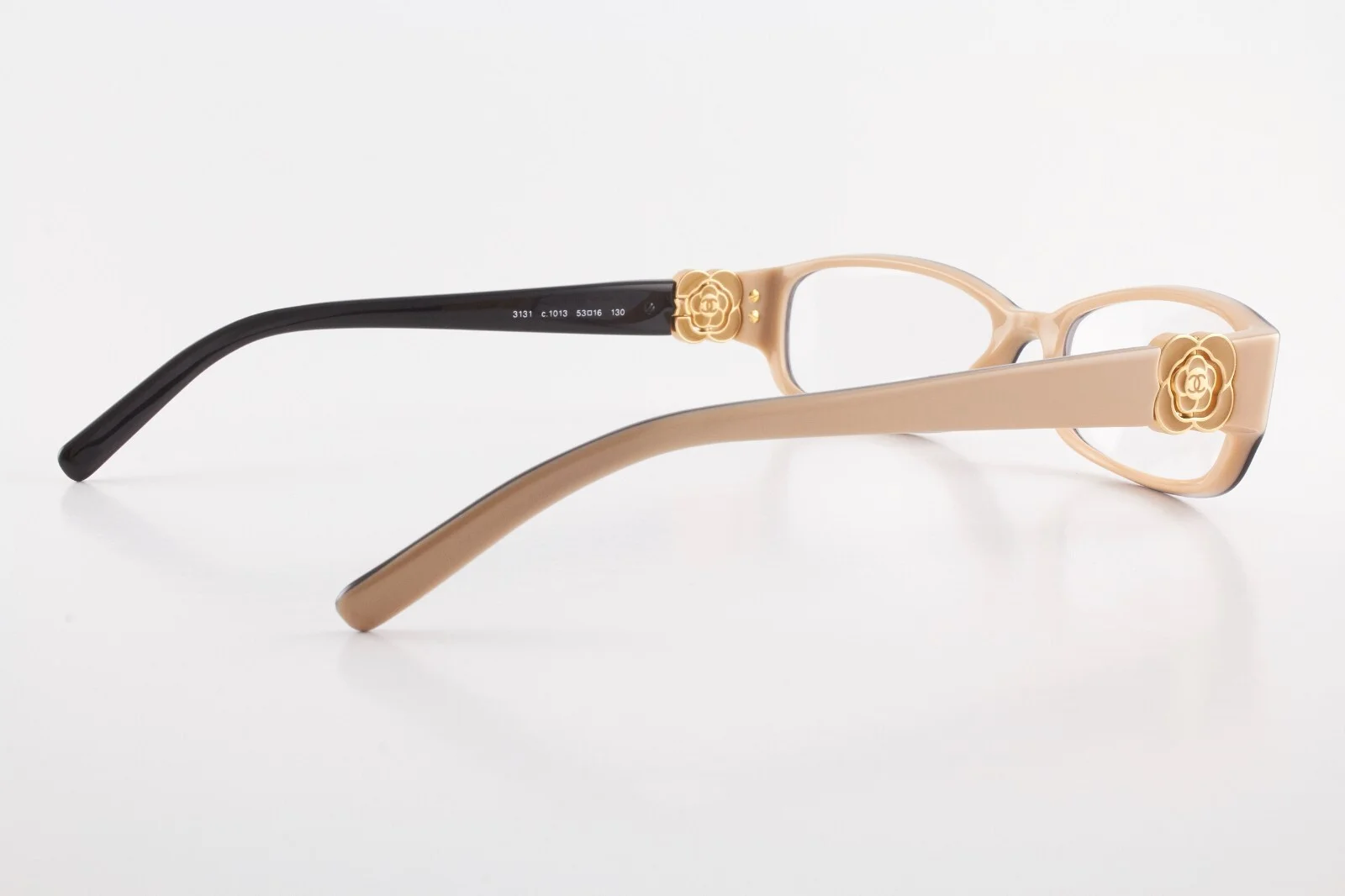 Very Rare Authentic Chanel 3131 c.1013 53mm Black Beige Glasses Frames Italy 3