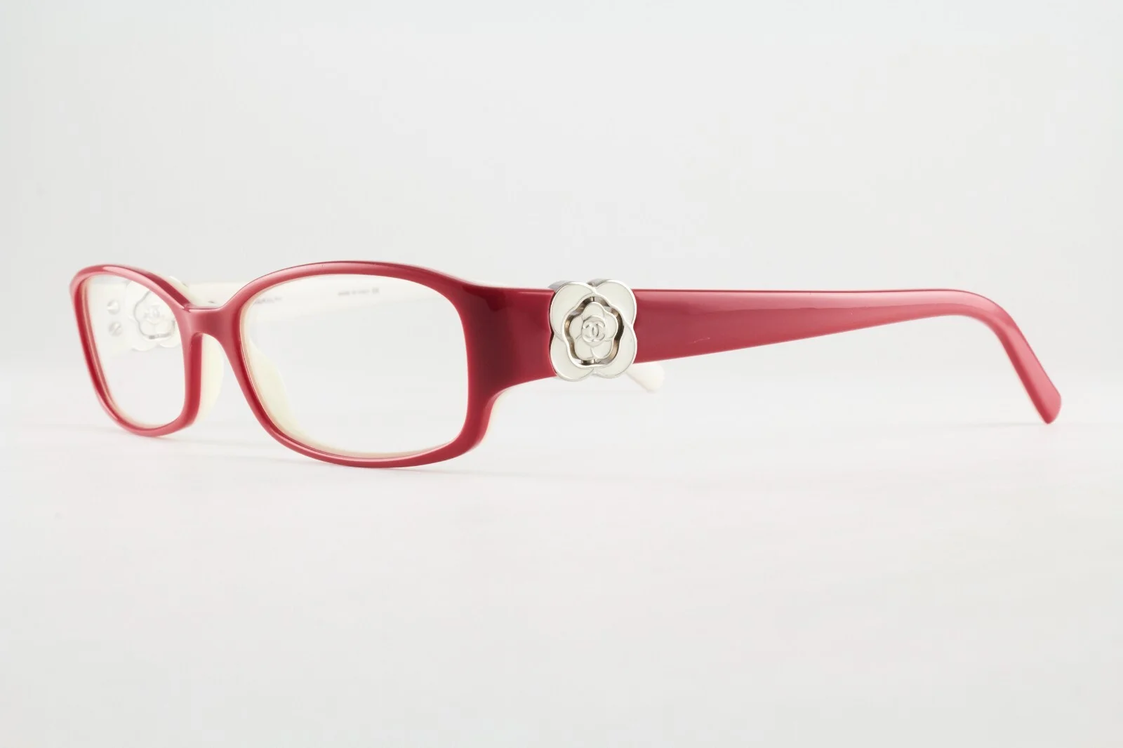 Very Rare Authentic Chanel 3131 c.965 51mm Red White Frame Glasses Italy