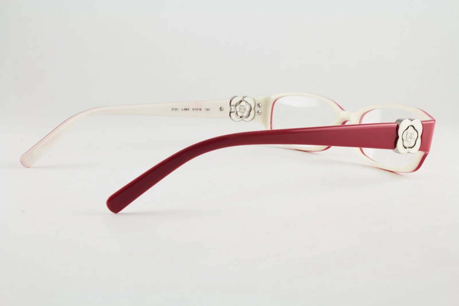 Very Rare Authentic Chanel 3131 c.965 51mm Red White Frame Glasses Italy 3
