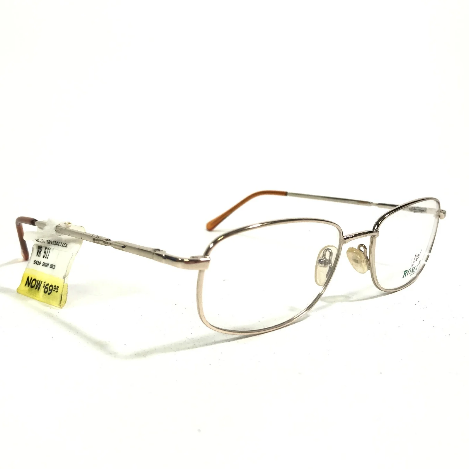 Via Roma VR 511 SHINY GOLD Eyeglasses Frames Square Full Wire Rim 54-19-145 2