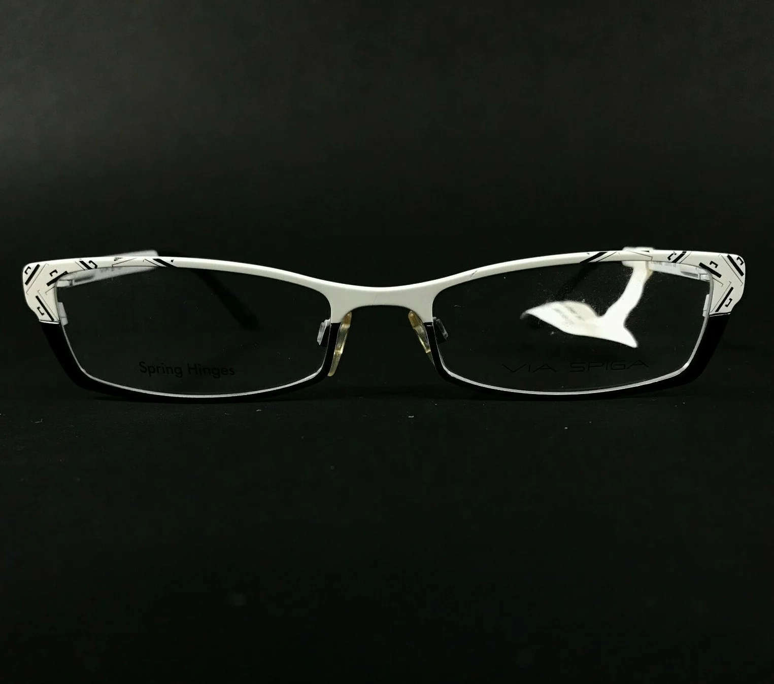 Via Spiga BARI 530 Eyeglasses Frames Black White Geometric Cat Eye 51-17-130
