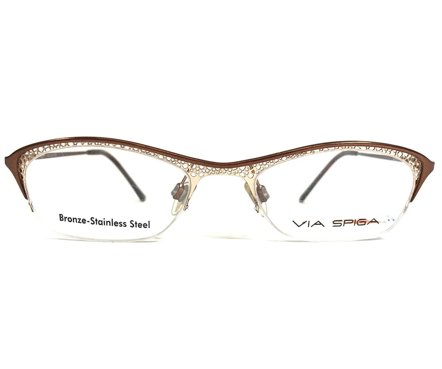 Via Spiga Eyeglasses Frames Valleluce 580 Brown Cat Eye Half Rim 49-18-135