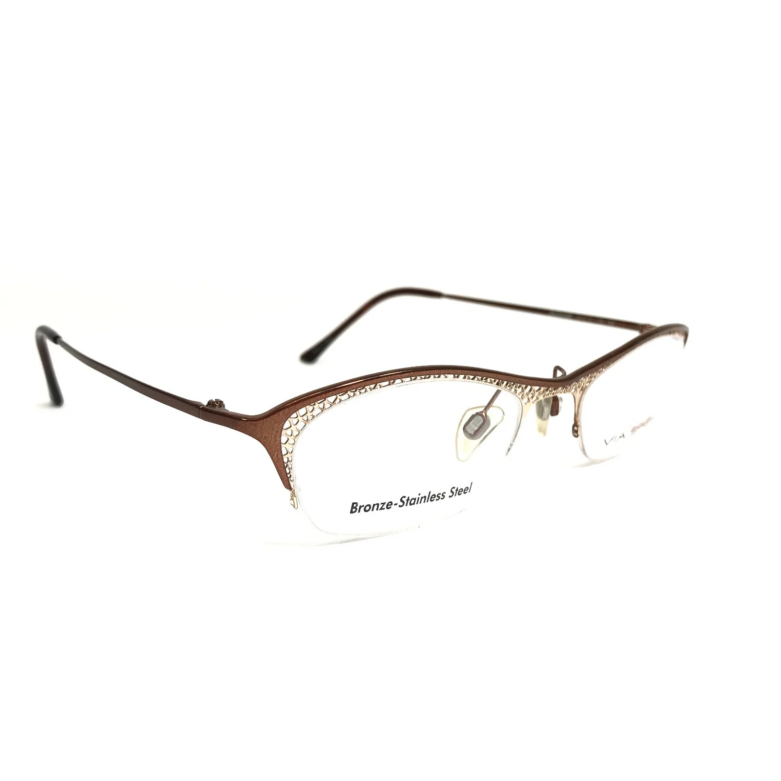 Via Spiga Eyeglasses Frames Valleluce 580 Brown Cat Eye Half Rim 49-18-135 2