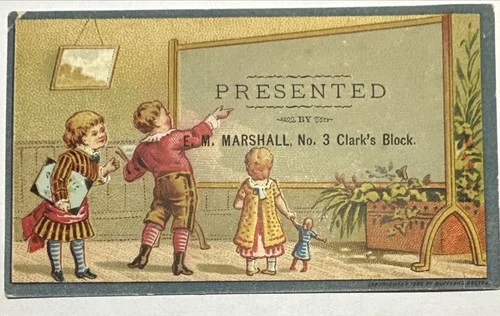 Victorian Jewelers Trade Card EM Marshall Watches Spectacles Natick MA B40 2