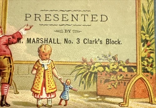Victorian Jewelers Trade Card EM Marshall Watches Spectacles Natick MA B40 3