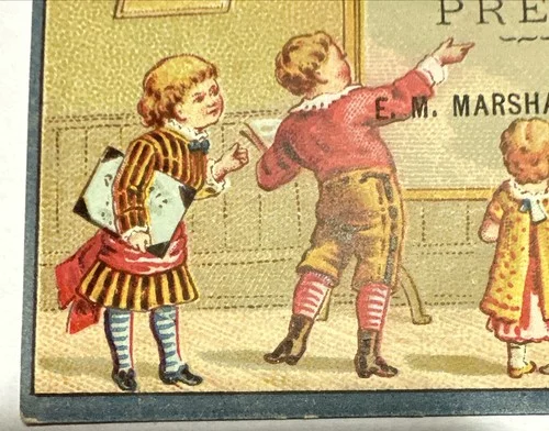 Victorian Jewelers Trade Card EM Marshall Watches Spectacles Natick MA B40 4