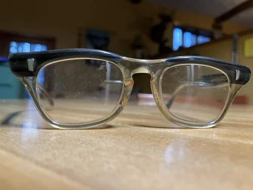 Vintage 1950s MARINE USA Bausch & Lomb GRAY Horn Rimmed Eyeglasses Glasses 5 1/4