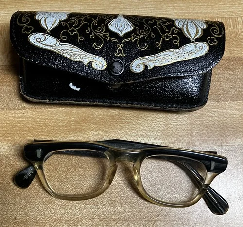 Vintage 1950s MARINE USA Bausch & Lomb GRAY Horn Rimmed Eyeglasses Glasses 5 1/4 2