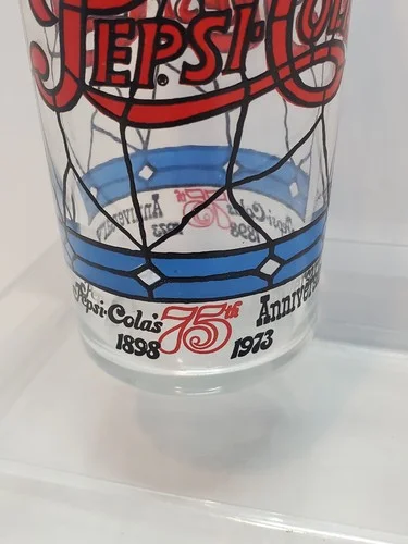 Vintage 1973 Pepsi Cola Tiffany Style Glass 12oz Stained Glass Set - 75th Tulsa 2