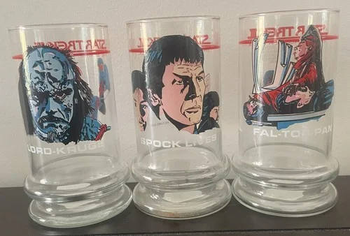 Vintage 1984 Set of 3 Taco Bell Star Trek lll The Search for Spock Glasses