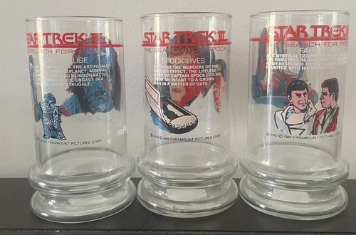 Vintage 1984 Set of 3 Taco Bell Star Trek lll The Search for Spock Glasses 2