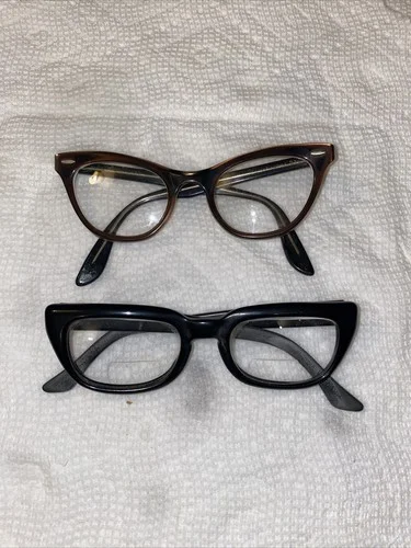 Vintage 2 Bausch & Lomb Eyeglasses Frames Cat Eye 5 3/4 48[]22 Victory Same Size