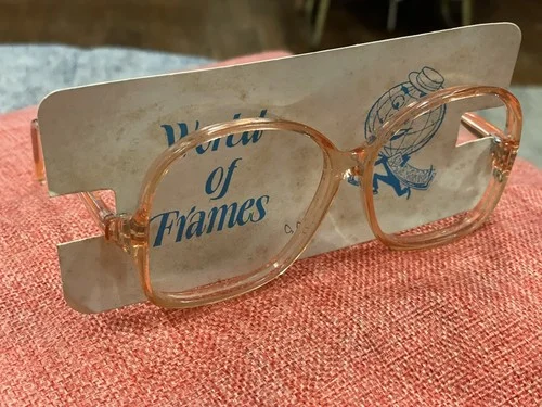 Vintage 70s 80s Women’s World Of Frames Eyeglasses NOS Pinkish Orange Peach 2