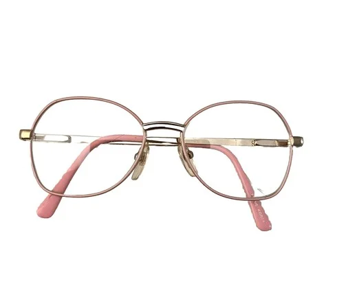 Vintage 80s Small Pink Disco Aviator Eyeglass Frame/Unused Cute Metal Flex Hinge