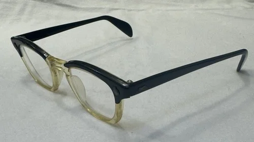 Vintage American Optical AO Safety Eyeglasses Frames 4 1/2 Two Tone Clear B&L 2