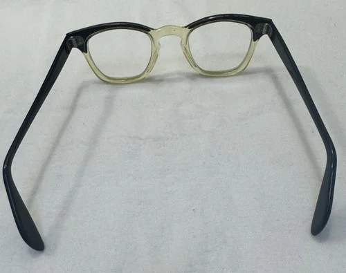 Vintage American Optical AO Safety Eyeglasses Frames 4 1/2 Two Tone Clear B&L 4