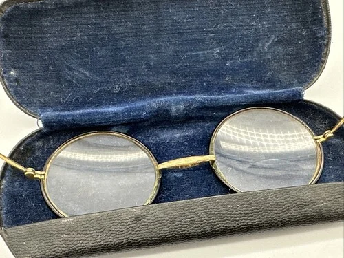 Vintage Antique Gold Wire Rim Round Windsor Bifocal Eyeglasses Saddle Bridge 2