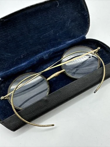 Vintage Antique Gold Wire Rim Round Windsor Bifocal Eyeglasses Saddle Bridge 3