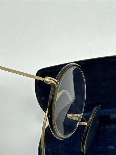 Vintage Antique Gold Wire Rim Round Windsor Bifocal Eyeglasses Saddle Bridge 4