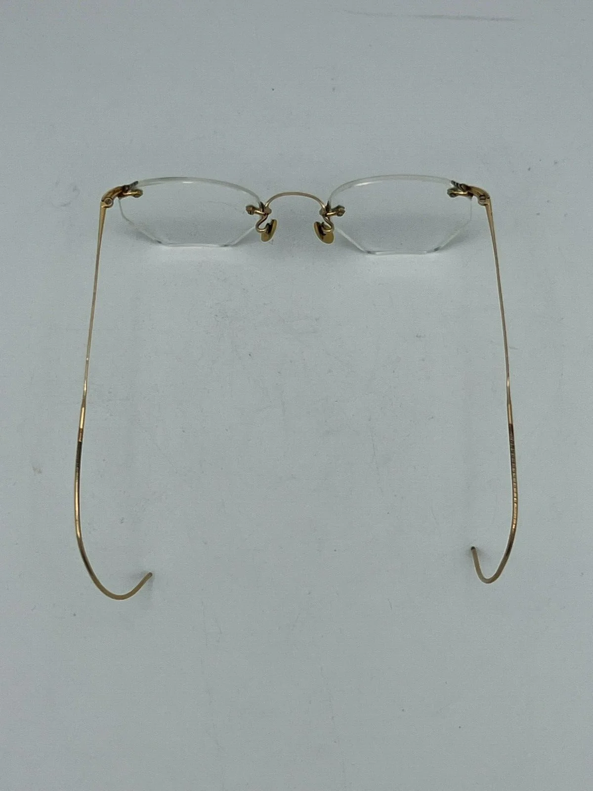 Vintage AO 1/10th Gold Fill Fulvue 3 Piece Rimless Glasses w/ Cable Temples 3
