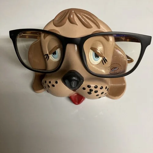 Vintage Arner Puppy Dog Eyeglass Holder; Brown White 2