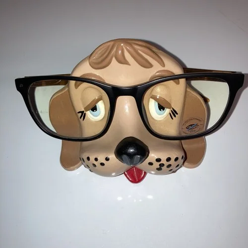 Vintage Arner Puppy Dog Eyeglass Holder; Brown White 4
