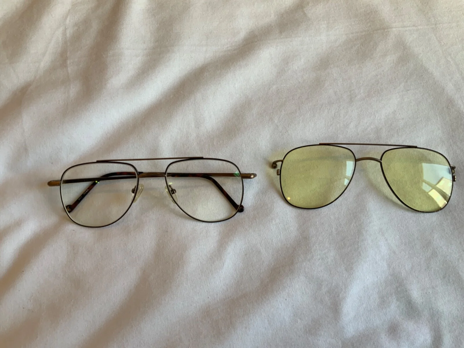 Vintage aviator Optical eyeglasses with yellow Clip On Sunglasses