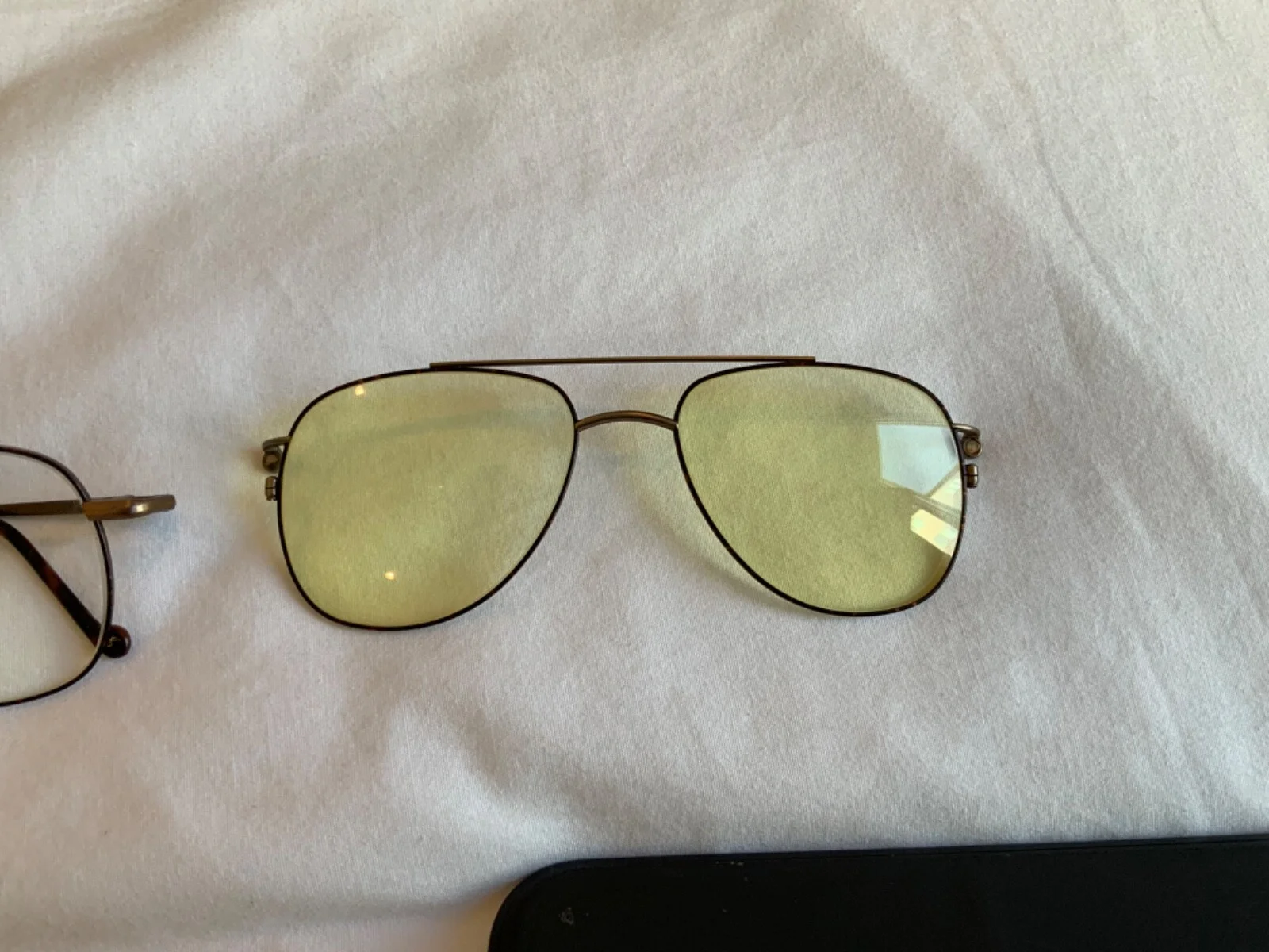 Vintage aviator Optical eyeglasses with yellow Clip On Sunglasses 3