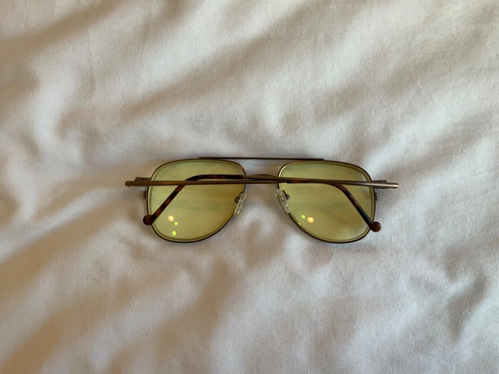 Vintage aviator Optical eyeglasses with yellow Clip On Sunglasses 4