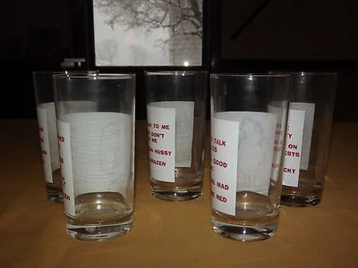 VINTAGE BAR 5 NOVELTY FUNNY SAYINGS DRINK GLASSES 3