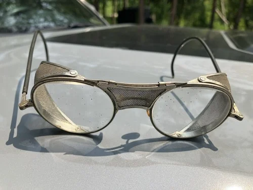 Vintage Bausch & Lomb Folding Safety Glasses Motorcycle Steampunk Aviator Brass