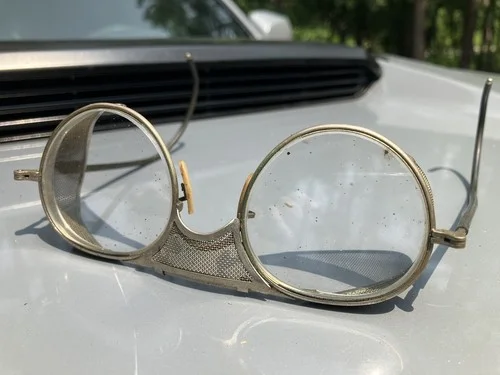 Vintage Bausch & Lomb Folding Safety Glasses Motorcycle Steampunk Aviator Brass 3