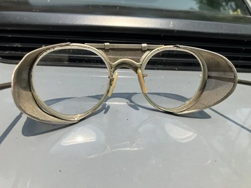 Vintage Bausch & Lomb Folding Safety Glasses Motorcycle Steampunk Aviator Brass 4