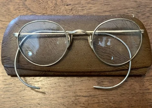 Vintage Bausch Lomb Round Wire Rim Eyeglasses 12k Gold Filled Cable Temples Case