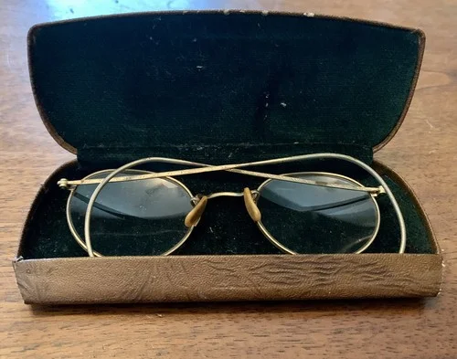 Vintage Bausch Lomb Round Wire Rim Eyeglasses 12k Gold Filled Cable Temples Case 2