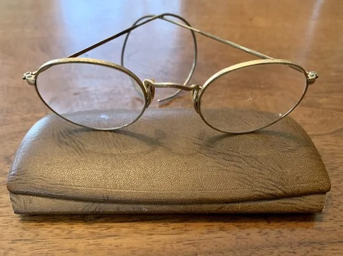 Vintage Bausch Lomb Round Wire Rim Eyeglasses 12k Gold Filled Cable Temples Case 3
