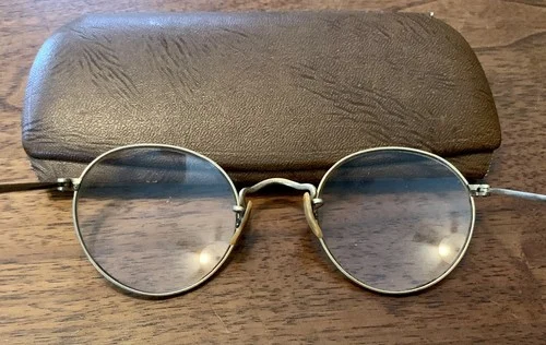 Vintage Bausch Lomb Round Wire Rim Eyeglasses 12k Gold Filled Cable Temples Case 4