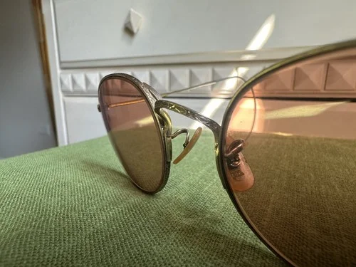 Vintage Bausch Lomb Tinted Round Wire Rim Glasses 12k Gold Filled Cable Temples 2