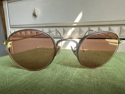 Vintage Bausch Lomb Tinted Round Wire Rim Glasses 12k Gold Filled Cable Temples 3