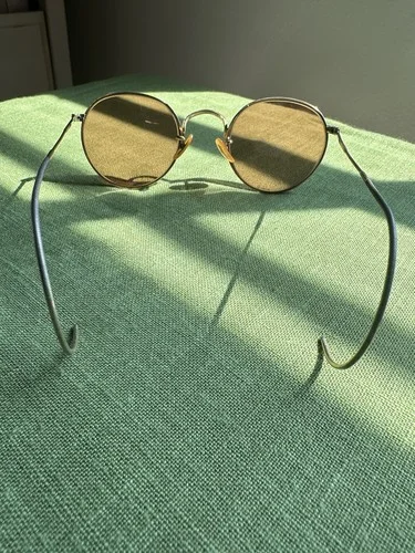 Vintage Bausch Lomb Tinted Round Wire Rim Glasses 12k Gold Filled Cable Temples 4