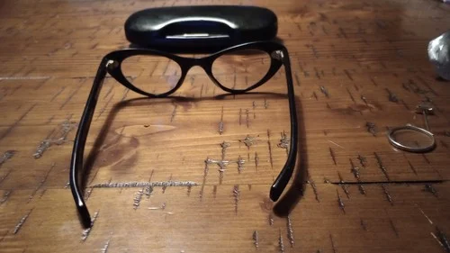 Vintage Black Cat Eye Eyeglass Frames with Flowers & Stars 3
