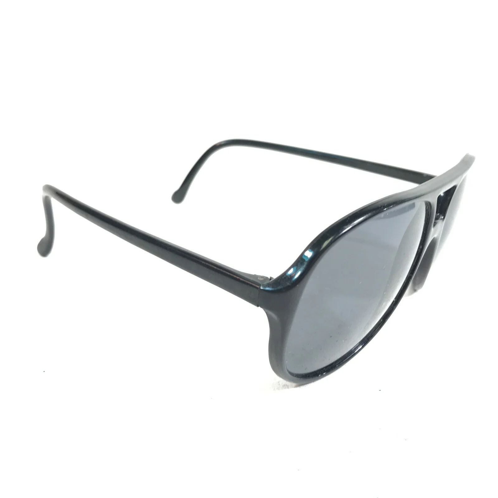 Vintage Bolle Sunglasses Frames B379 Shiny Black Aviator Thick Rim 58-17-135 2