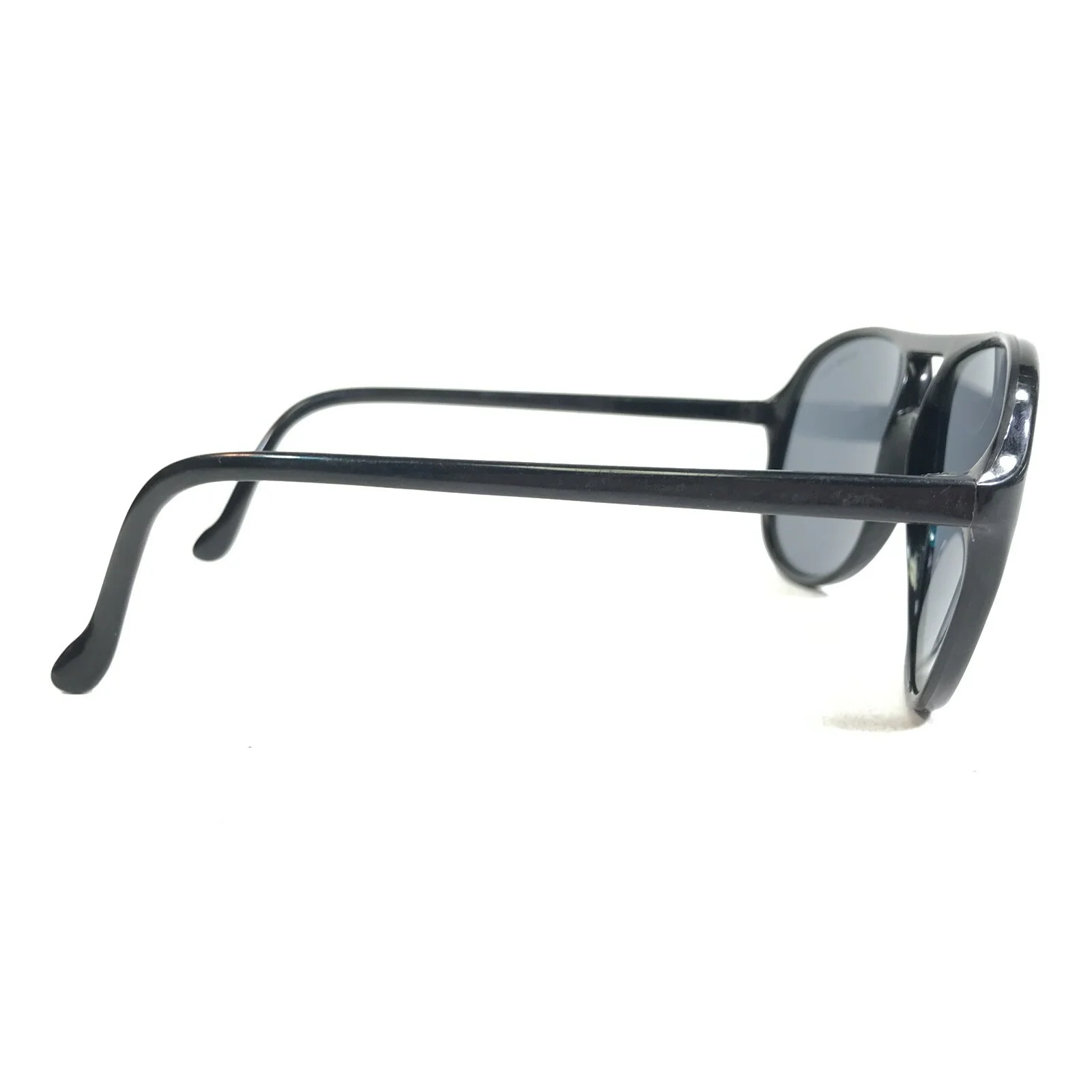 Vintage Bolle Sunglasses Frames B379 Shiny Black Aviator Thick Rim 58-17-135 3
