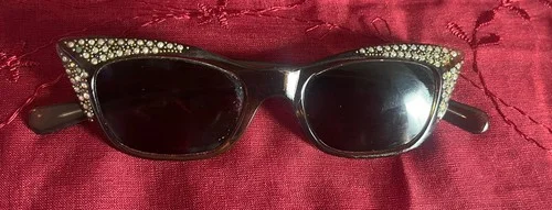 Vintage Cat Eye Glasses 1950’s 60’’s Rhinestones Women’s Ladies Fancy 44mm 5 1/4